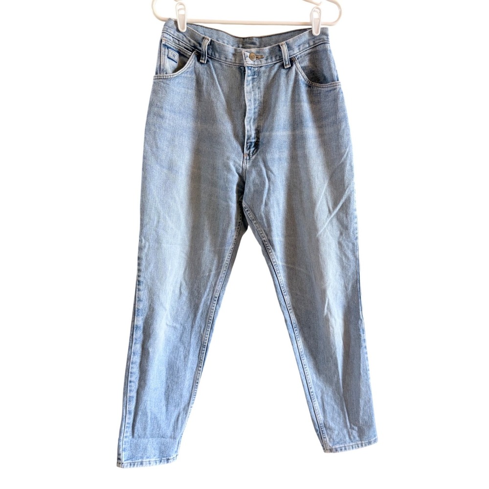 Vintage Wrangler Women Jeans Fits Size 10/12 High Waist Taper Leg Light Wash